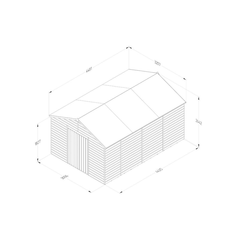 Beckwood 10×15 Apex Shed – No Windows – Double Door 5013053196656 2